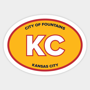 Kansas City Missouri KC Fountains Red Oval Sticker